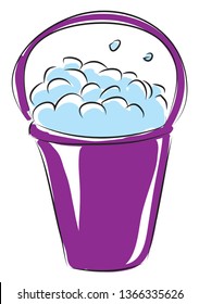Cubo morado de caricatura de la ilustración vectorial del jabón sobre fondo blanco