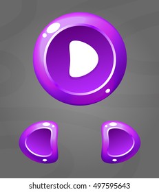 Cartoon Purple Buttons. Vector ui for game or web. Button play and arrows.