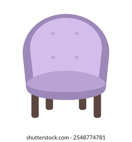 Cartoon purple chair vector flat illustration, simple chair furniture clip art image