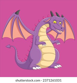 Cartoon purple dragon character design illustration