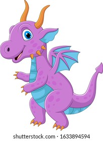 Cartoon purple dragon on white background