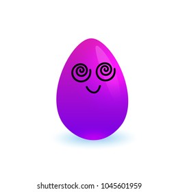 Cartoon Purple Easter Egg Holiday Symbol Isolated On White Background Vector Illustration