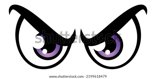 Cartoon Purple Eyes Evil Angry Emotion Stock Vector (Royalty Free ...