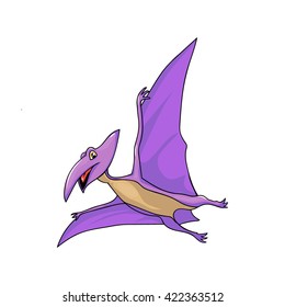 Cartoon purple flying dinosaur