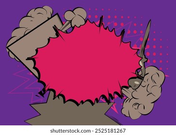 Fundo cinza púrpura dos desenhos animados, pano de fundo dos quadrinhos. Quadrinhos vetoriais retrô com design de arte pop.