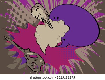 Cartoon purple gray background, comic book backdrop. Retro vector comics pop art design.