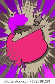 Cartoon purple gray background, comic book backdrop. Retro vector comics pop art design.
