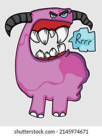 cartoon purple monster with big horns and legs