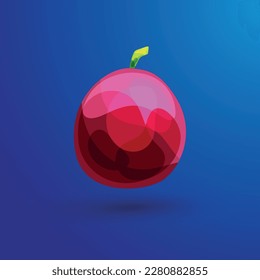 Cartoon purple passion fruit or maracuja. Exotic maracuya.  Whole tasty maracuja for web design
