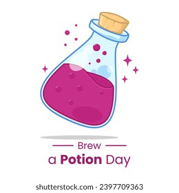 Cartoon purple violet potion bottle suitable for brew a potion day