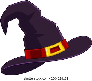 Sombrero morado de bruja. Ilustración dibujada a mano vectorial aislada en fondo transparente