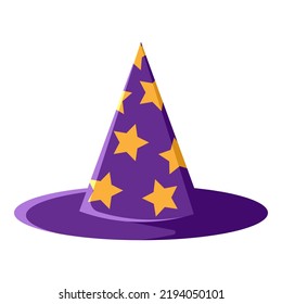 cartoon purple witch's hat on white background