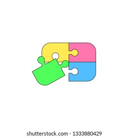 cartoon puzzle toy colored icon. Signs and symbols can be used for web, logo, mobile app, UI, UX