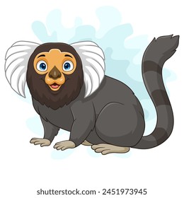 Cartoon pygmy marmoset on white background