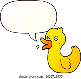 cartoon quacking duck with speech bubble in smooth gradient style