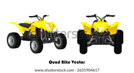 Cartoon Quad Bike Vector Design, Yellow Quad Bike Illustration