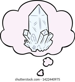 cartoon quartz crystal with thought bubble