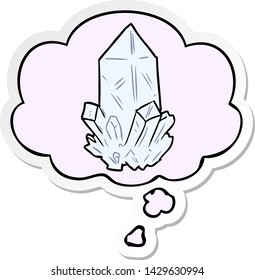 cartoon quartz crystal with thought bubble as a printed sticker
