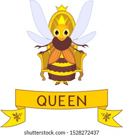 Cartoon queen bee isolated on white background