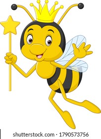 Cartoon queen bee isolated on white background