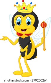 Cartoon queen bee presenting