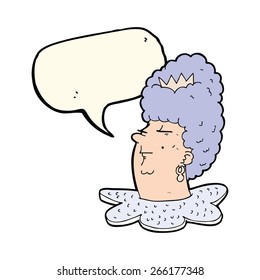 cabeza de reina de caricatura con burbuja de habla