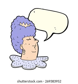 cabeza de reina de caricatura con burbuja de habla