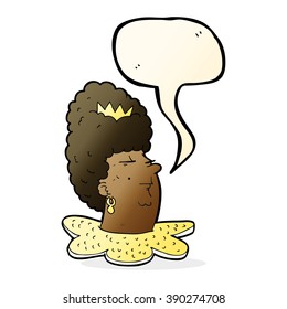 cartoon queen head with speech bubble