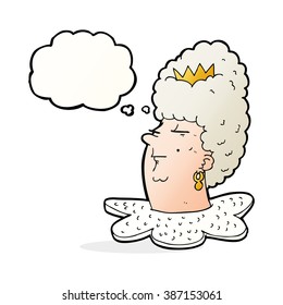 cabeza de reina de caricatura con burbuja de pensamiento