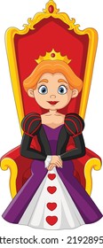 Cartoon Queen Sitting On The Throne