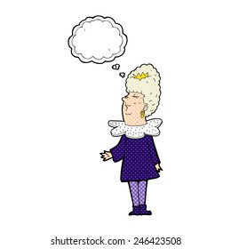 reina de caricaturas con burbuja de pensamiento