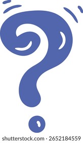 Cartoon Question Mark Icon in Blue Illustration