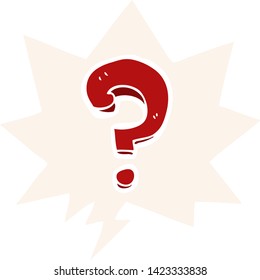 cartoon question mark with speech bubble in retro style