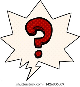cartoon question mark with speech bubble in comic book style