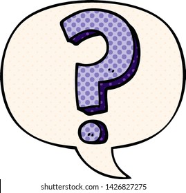signo de interrogación de caricatura con burbuja de habla en el estilo de un libro de historietas