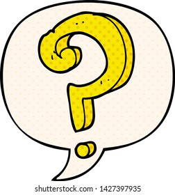 cartoon question mark with speech bubble in comic book style