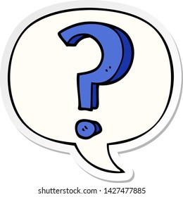 Cartoon-Fragezeichen mit Sprechblase-Aufkleber
