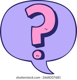 Signo de interrogación de la historieta con la burbuja del discurso en color de neón brillante