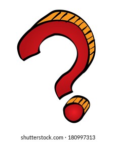Cartoon question mark symbol. Vector illustration.