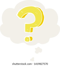 cartoon question mark with thought bubble in retro style