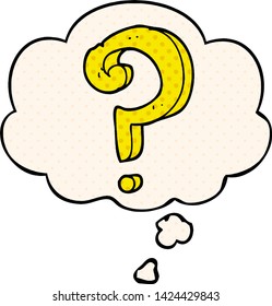 cartoon question mark with thought bubble in comic book style