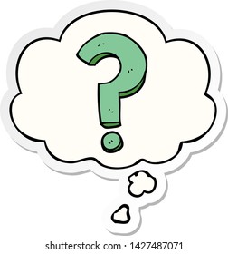 cartoon question mark with thought bubble as a printed sticker