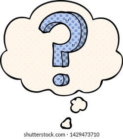 cartoon question mark with thought bubble in comic book style