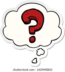 cartoon question mark with thought bubble as a printed sticker