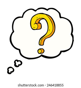 cartoon question mark with thought bubble