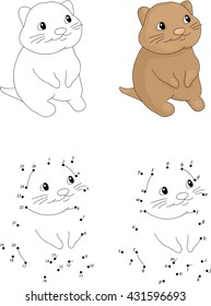 Cartoon quokka. Coloring book and dot to dot educational game for kids