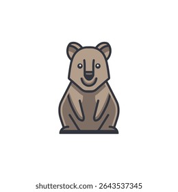Cartoon quokka sorri sentado adoravelmente isolado ilustração estúdio