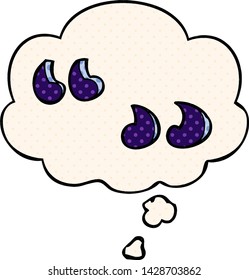 cartoon quotation marks with thought bubble in comic book style