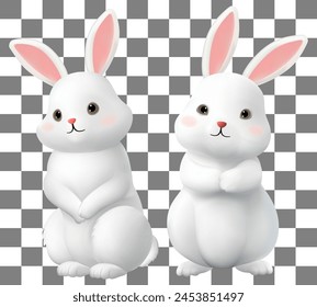 cartoon Rabbit , animal wildlife pillars isolated on transparent background. Vector realistic illustration