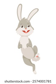 Cartoon rabbit. Bunny pet silhouette. Cute animal isolated icon. Vector rabbit character illustration